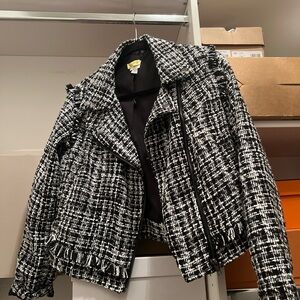 Women’s blazer jacket, black, and white size medium